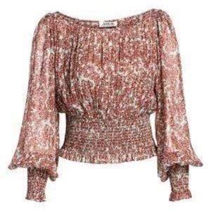 AMUR SMOCKED SILK BLOUSE